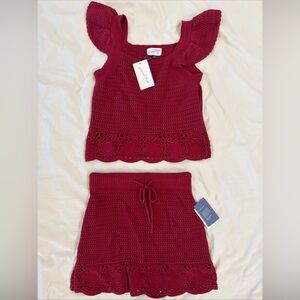 Universal Thread Crochet Skirt and Tank Set Small Red NWT